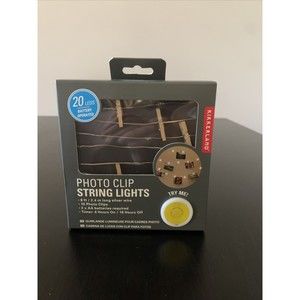 Kikkerland Photo Clip String Lights - 8 Ft. - 10 Photo Clips - Automatic Timer -